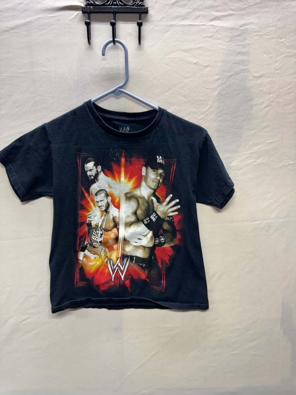 WWE 2012 John Cena Randy Orton CM Punk Graphic Youth T-Shirt Size M Black
